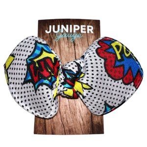 Comic Book Words Polka Dot Bandana Knotted Hair Bow